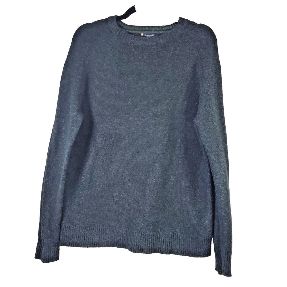 Smartwool Mens Merino Wool Blend Textured Crewneck Sweater Green Large Raglan